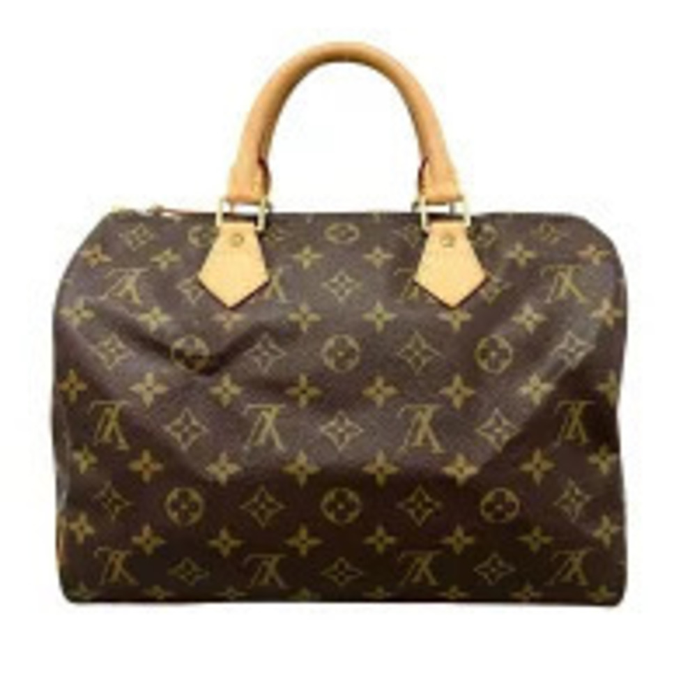 Louis Vuitton Monogram Speedy Top Handle Bag LV Canvas Leather Brown